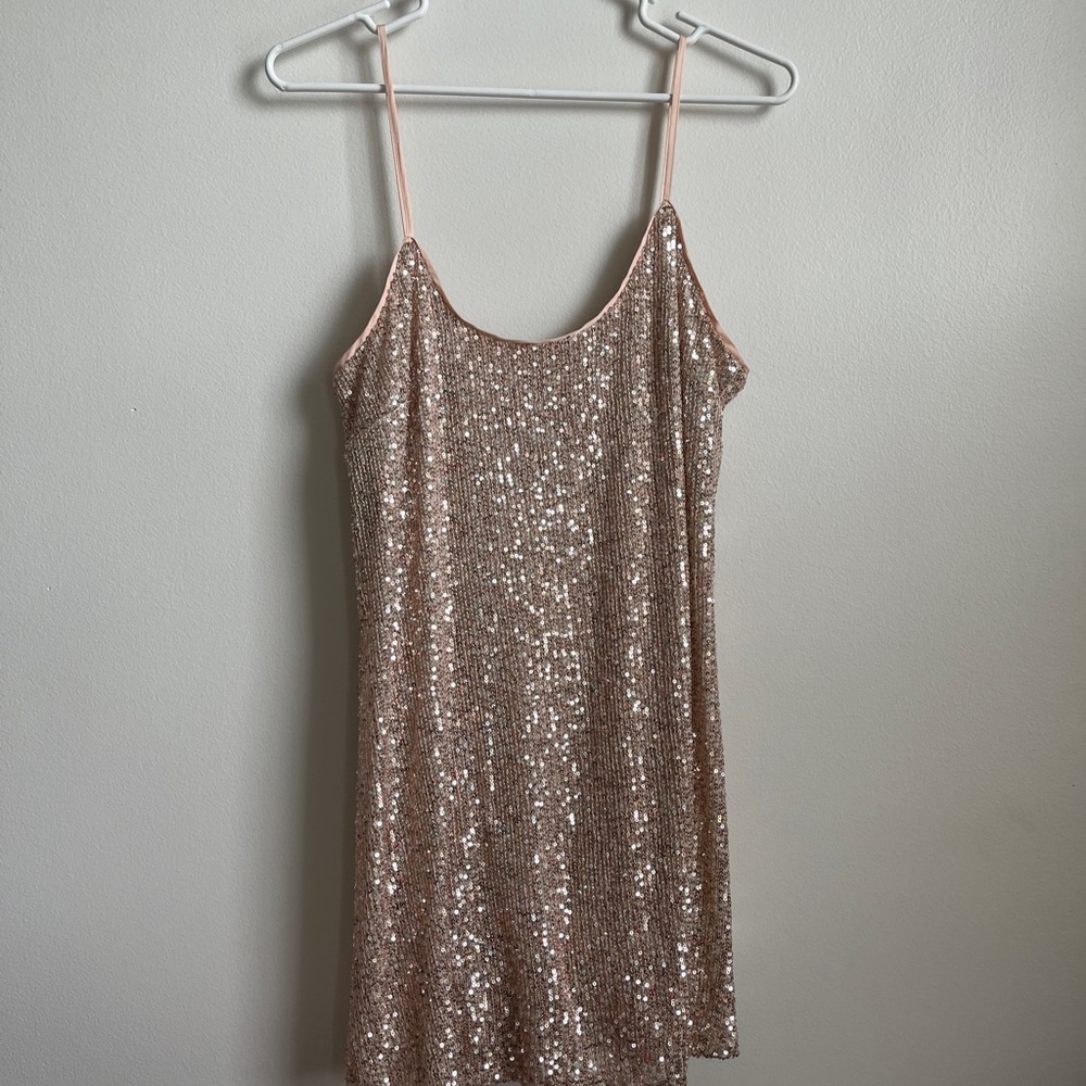 Lulu's Rose Gold Sequin Dress